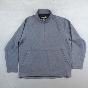 NEW IBKUL Sweater Solid Popcorn Stitch 1/4 Zip Pullover Size Large Gray IBCOOL